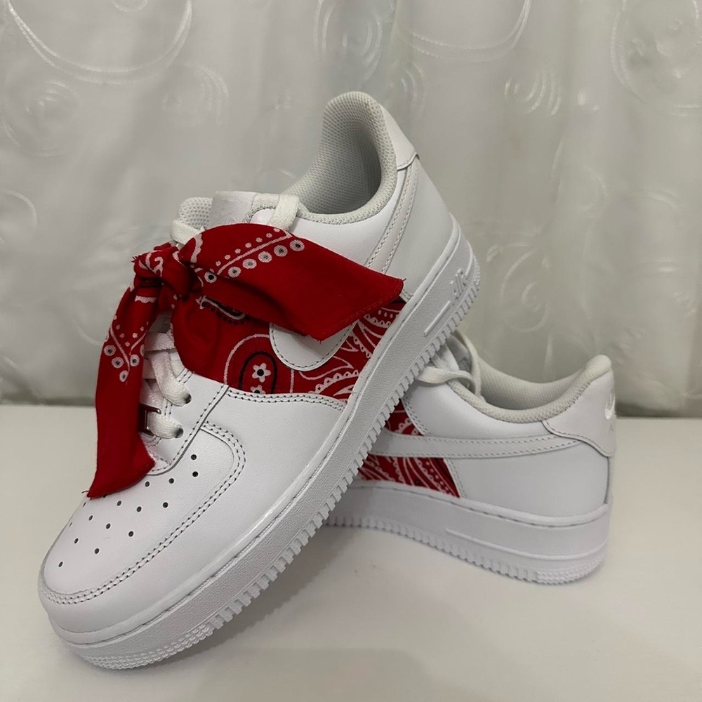 Custom Nike Air Force with red bandana